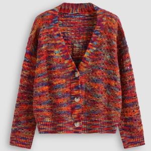 Multi Color Light-Weight Button Up Cardigan Large